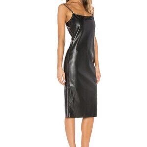 NWT Theory Skinny Slip Bedford Dress Black Faux Leather